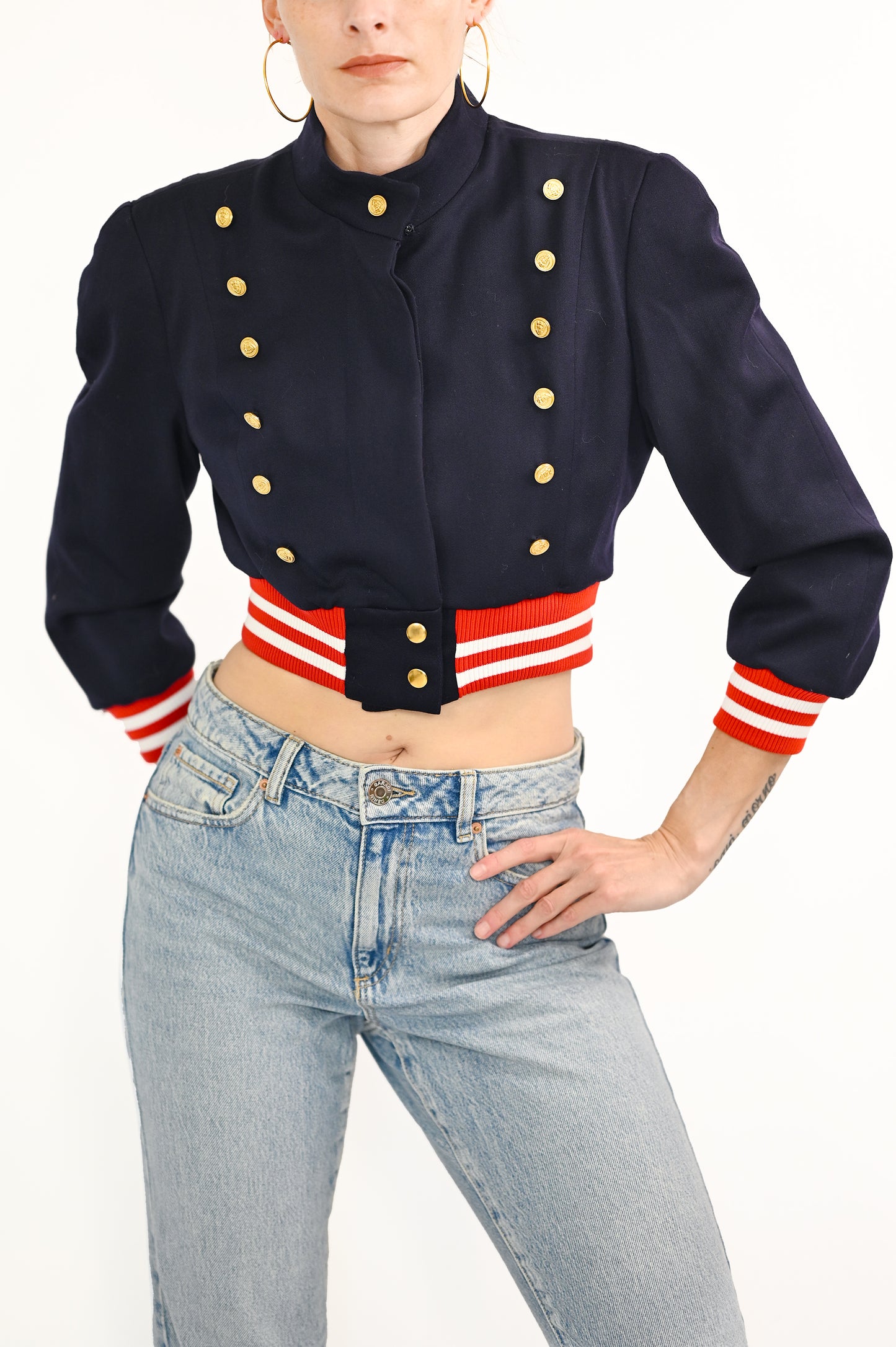 Vintage Military Cropped Bomber Jacket