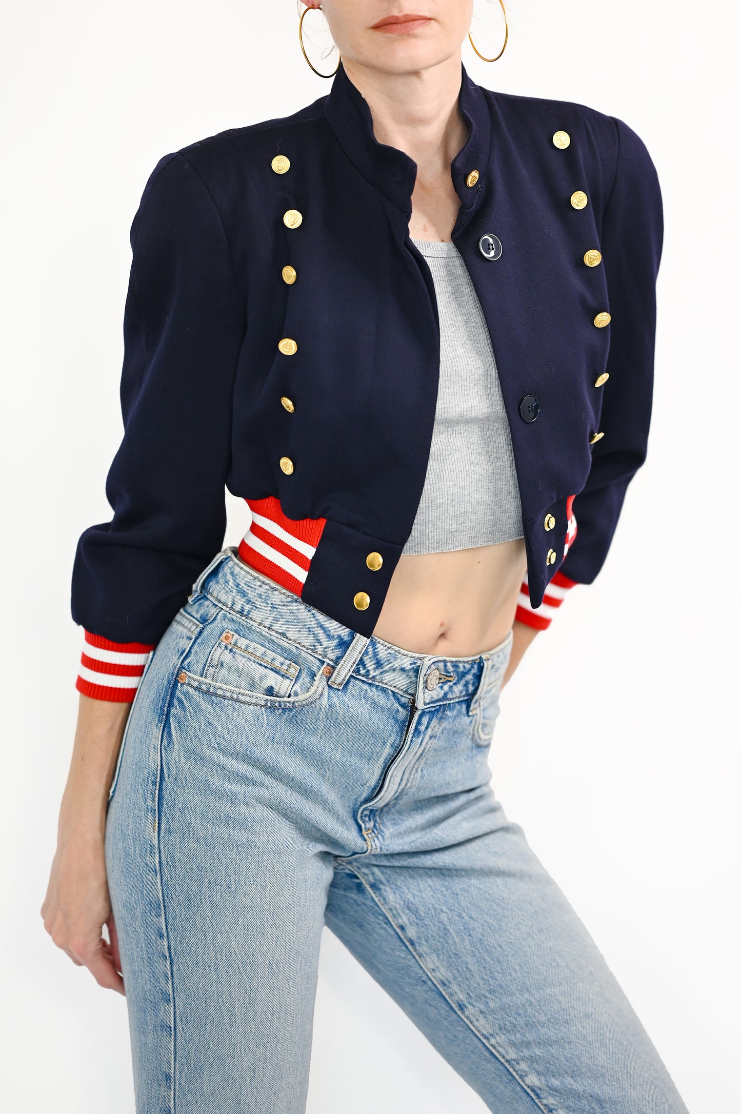 Vintage Military Cropped Bomber Jacket