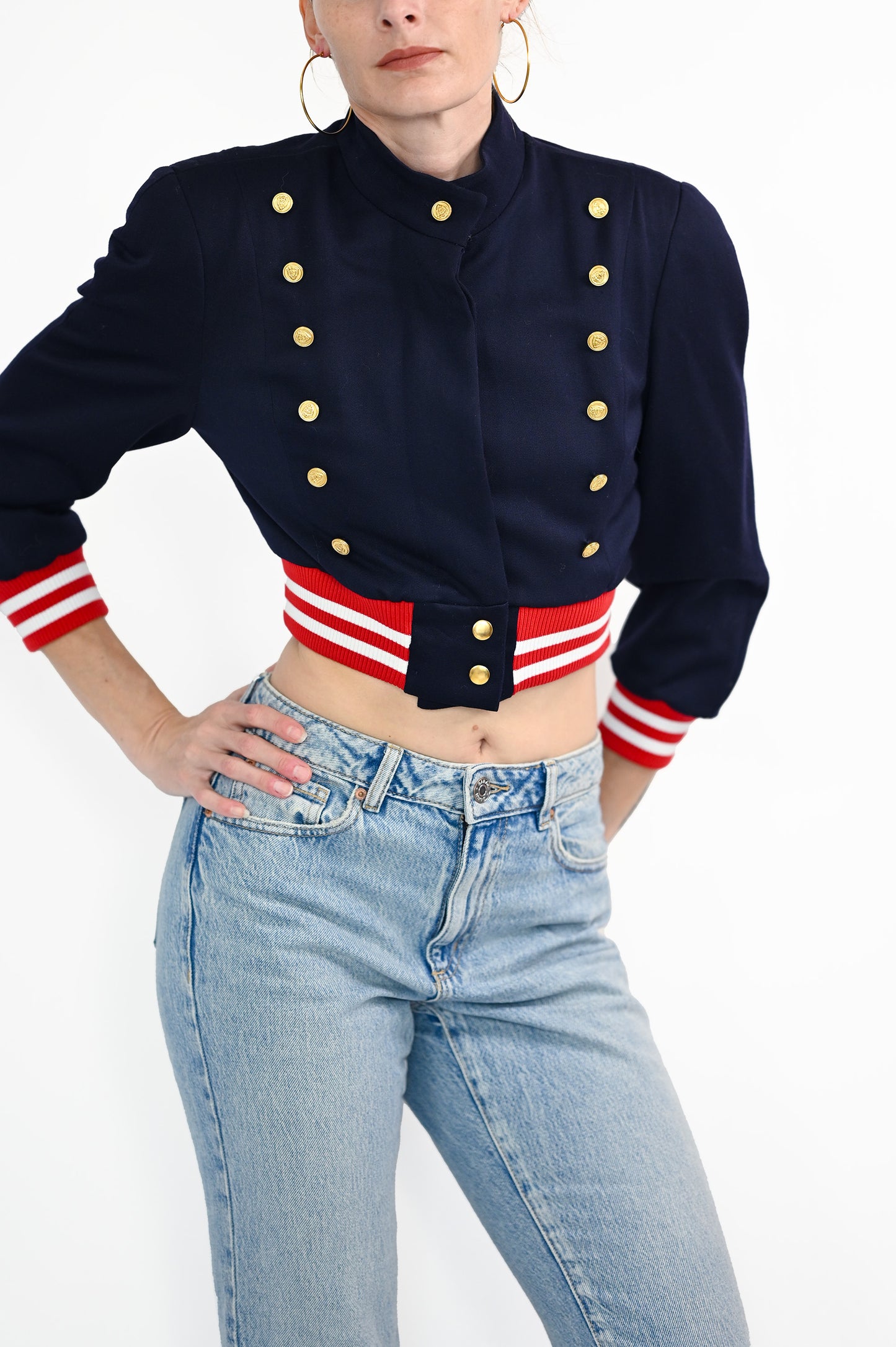 Vintage Military Cropped Bomber Jacket