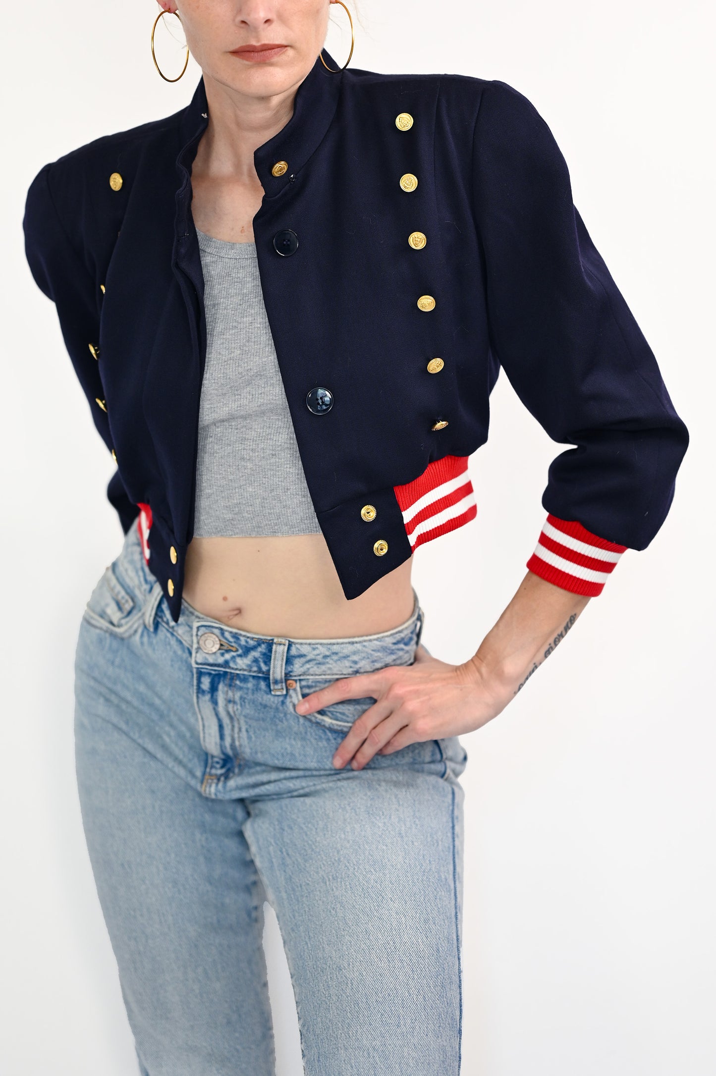 Vintage Military Cropped Bomber Jacket