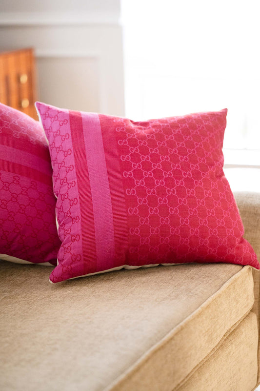 Red & PInk Jacquard Gucci Scarf Pillow